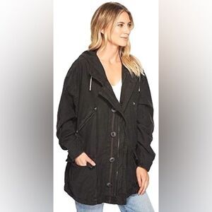 Free People Joshua Tree Coat Size XS Cotton Hooded Jacket Gray Boho Utility